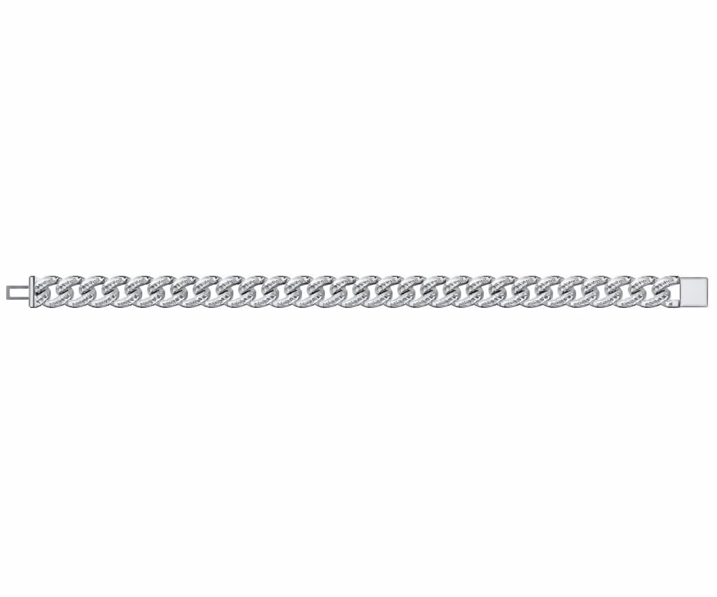 silver slim iced cuban link bracelet