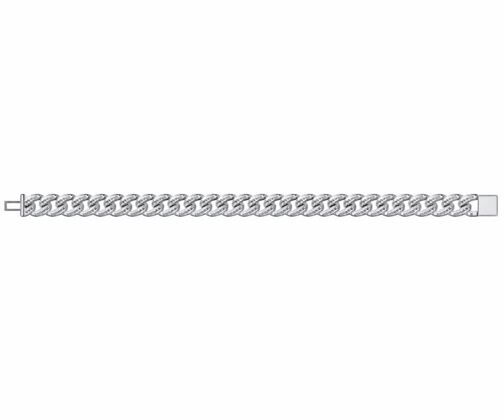 silver slim iced cuban link bracelet