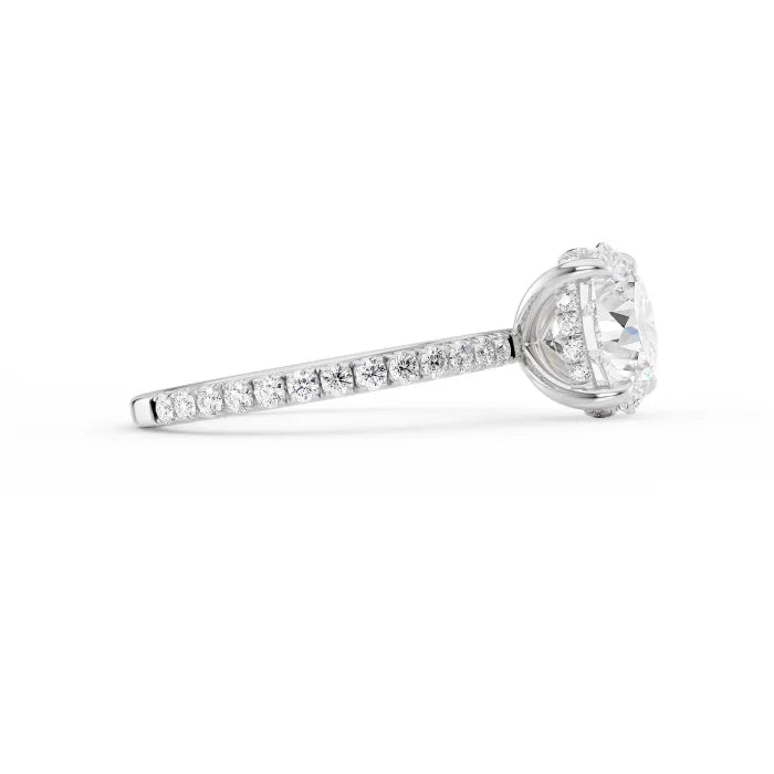 Round Cut Solitaire Pavé Hidden Halo Ring