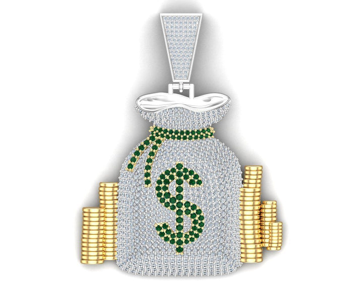 Iced Out Money Bag Dollar Sign Hip Hop Pendant