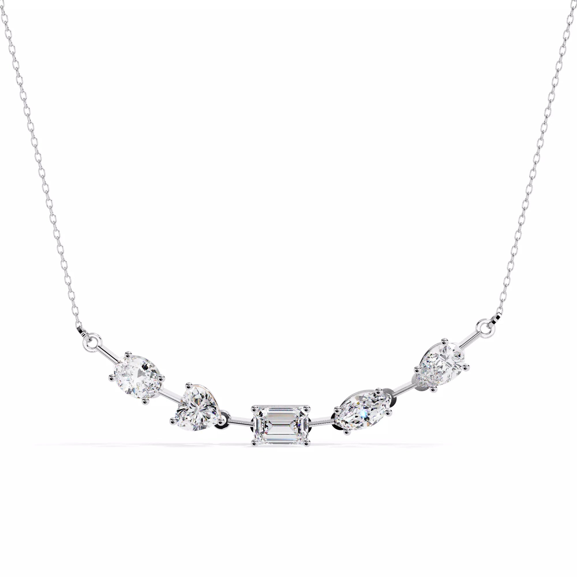 Multi Shape Diamond Station Necklace For Women