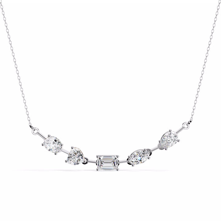 Multi Shape Diamond Station Necklace For Women