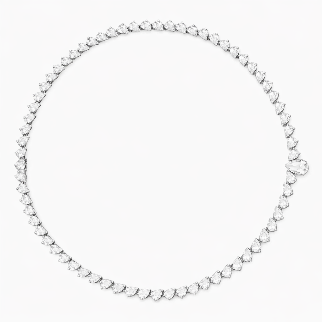 Pear Cut Diamond Tennis Necklace Elegant Bridal Jewelry Gift