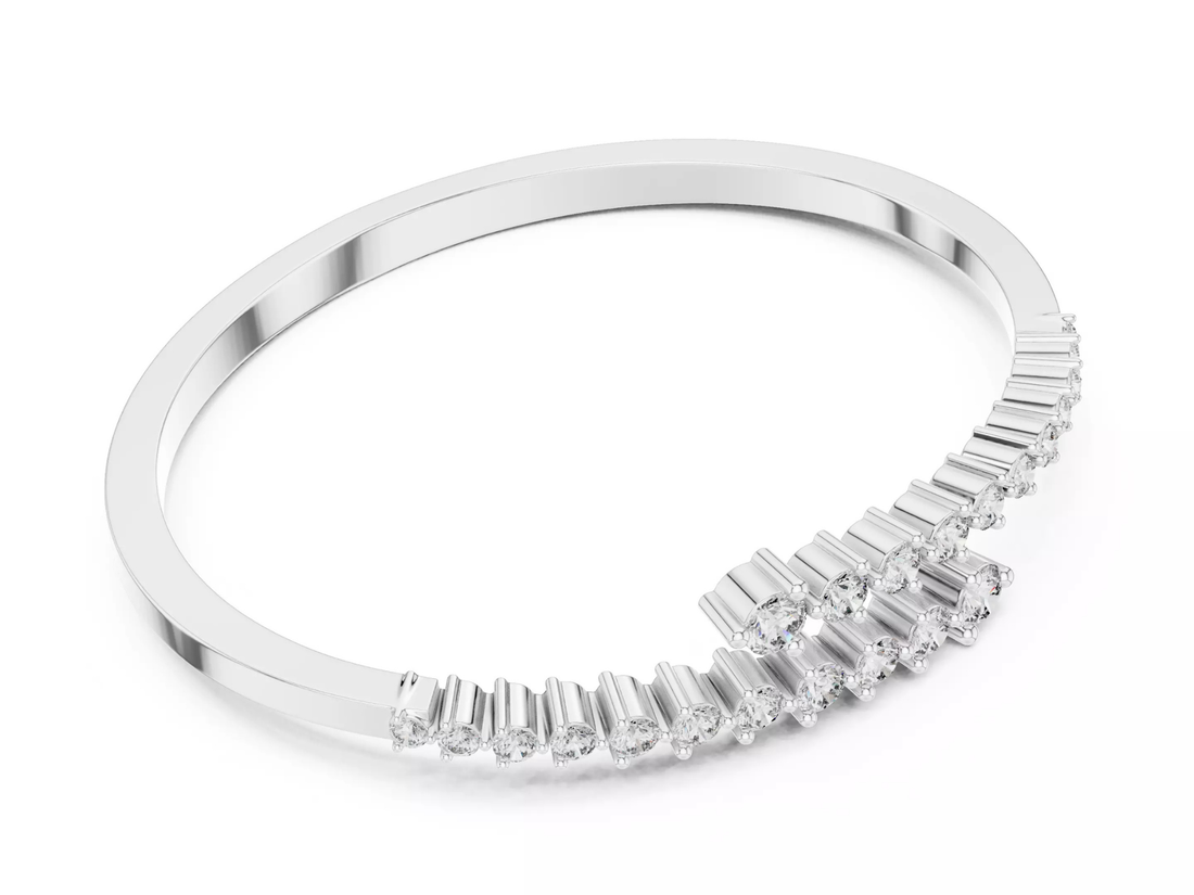 Round Cut Diamond Bangle Bracelet Modern Luxury Jewelry