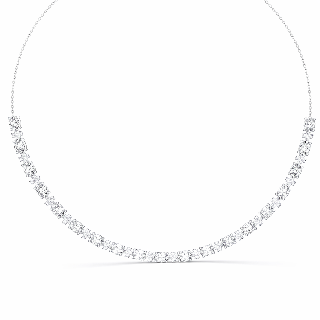 Graduated Diamond Curve Necklace For Women