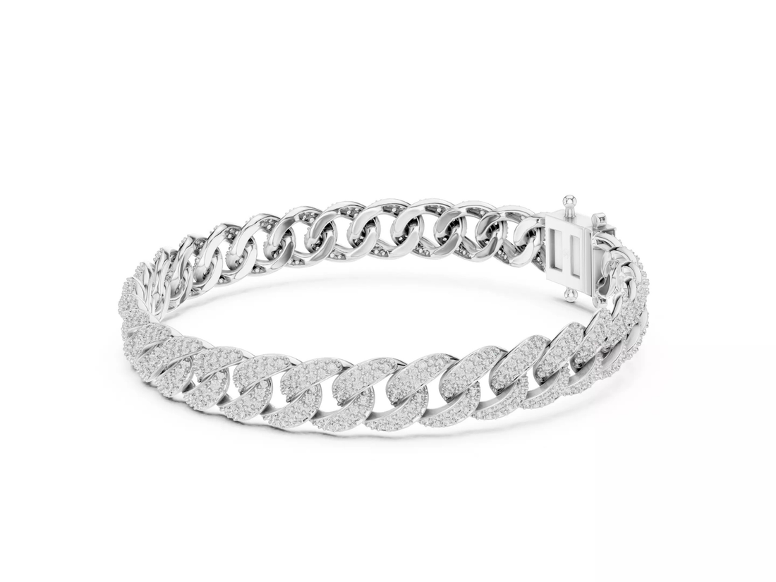 Luxury Iced Cuban Link Bracelet Diamond Statement Jewelry