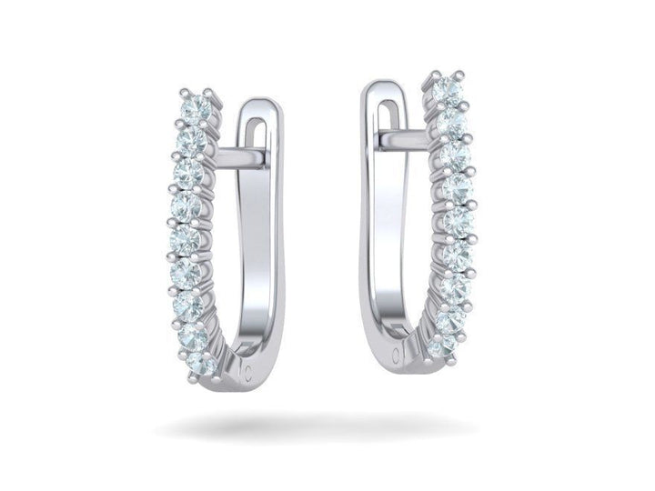 Round Cut Diamond  U-Shaped Huggie Hoops Earrings