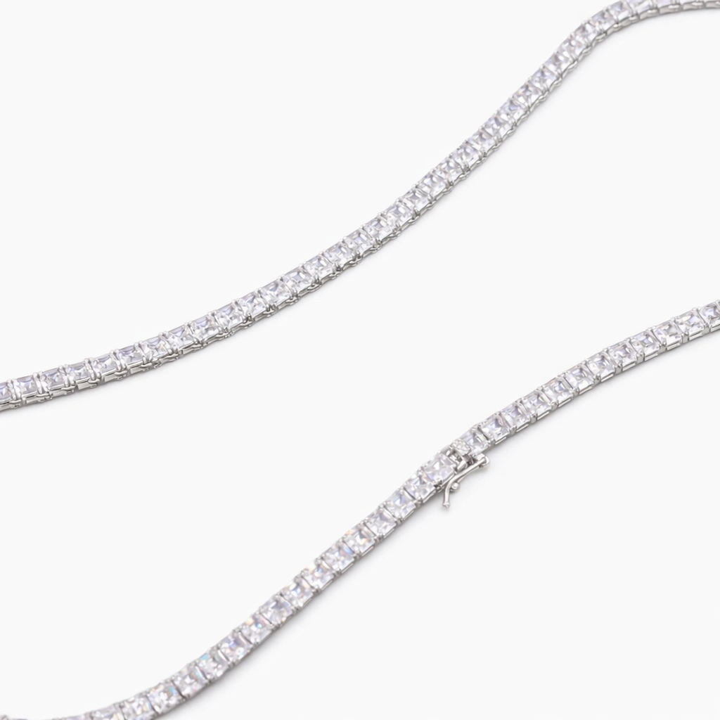 Princess Cut Diamond Tennis Necklace Classic Luxury Everyday Statement Jewelry