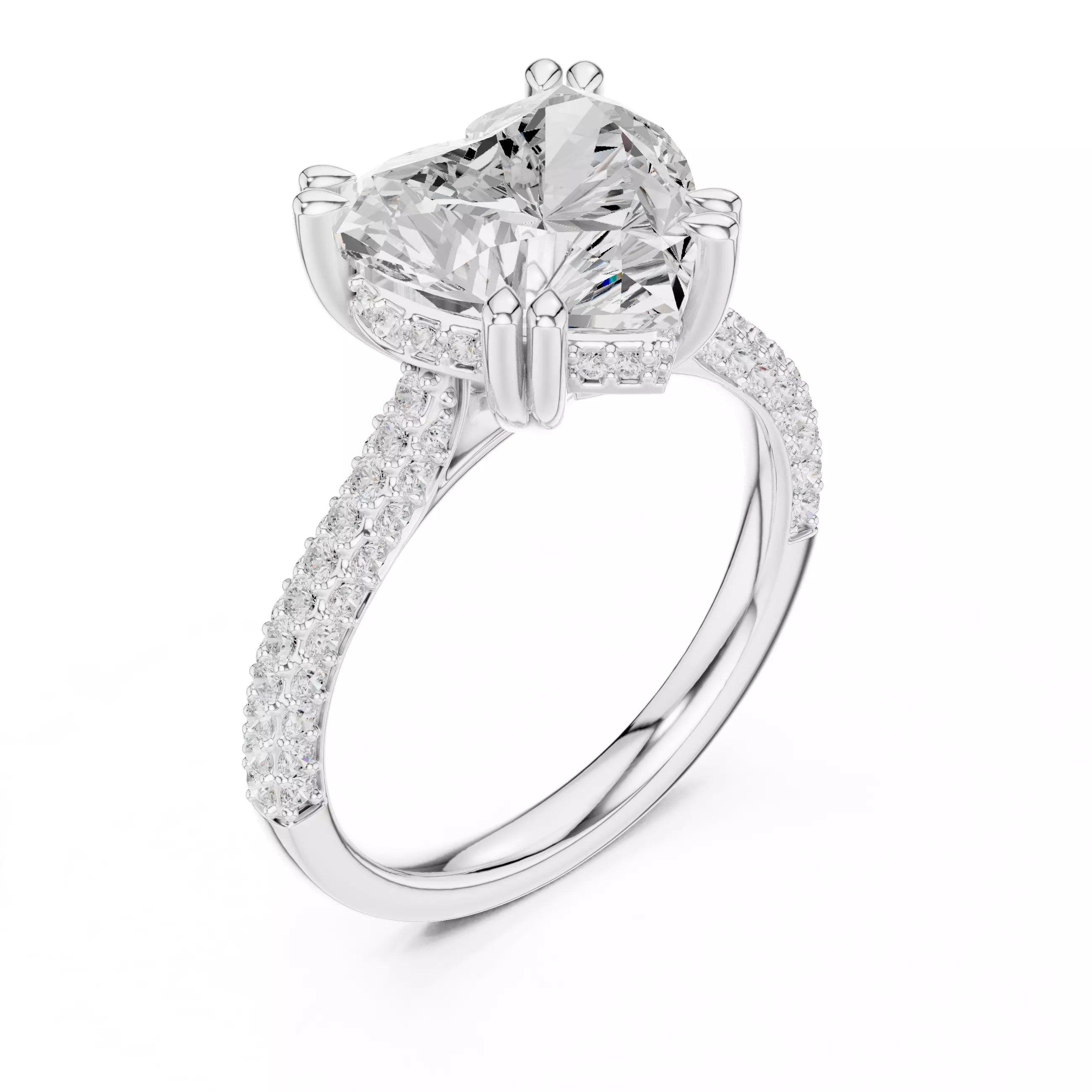 Heart cut Diamond Hidden Halo Pave Setting Engagement Ring