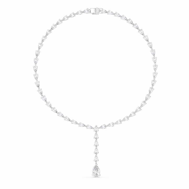 Pear Shape Diamond Drop Tennis Necklace