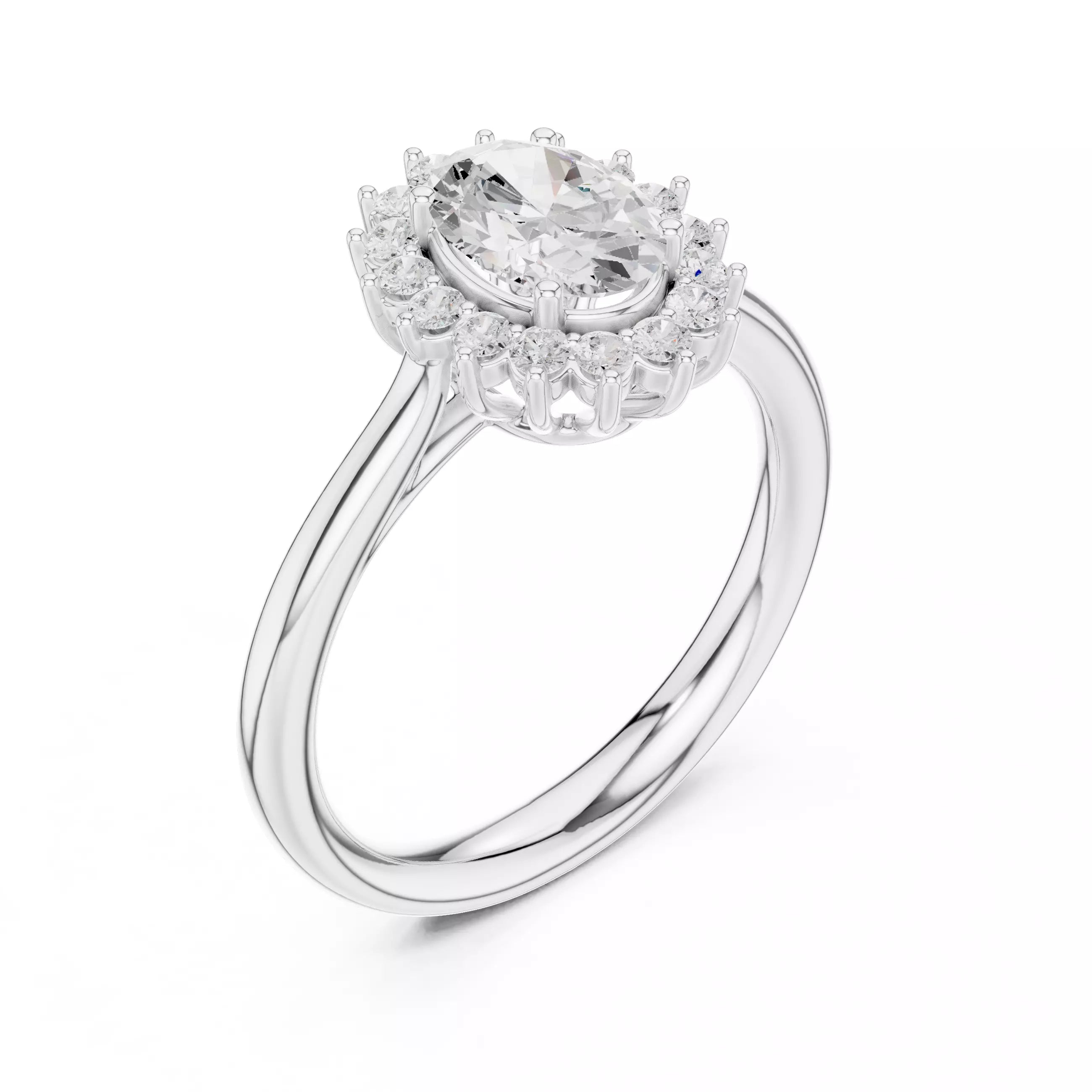 Oval cut Diamond Halo Engagement Ring