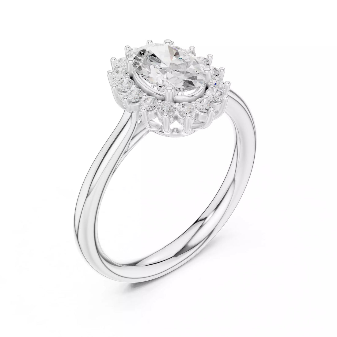 Oval cut Diamond Halo Engagement Ring