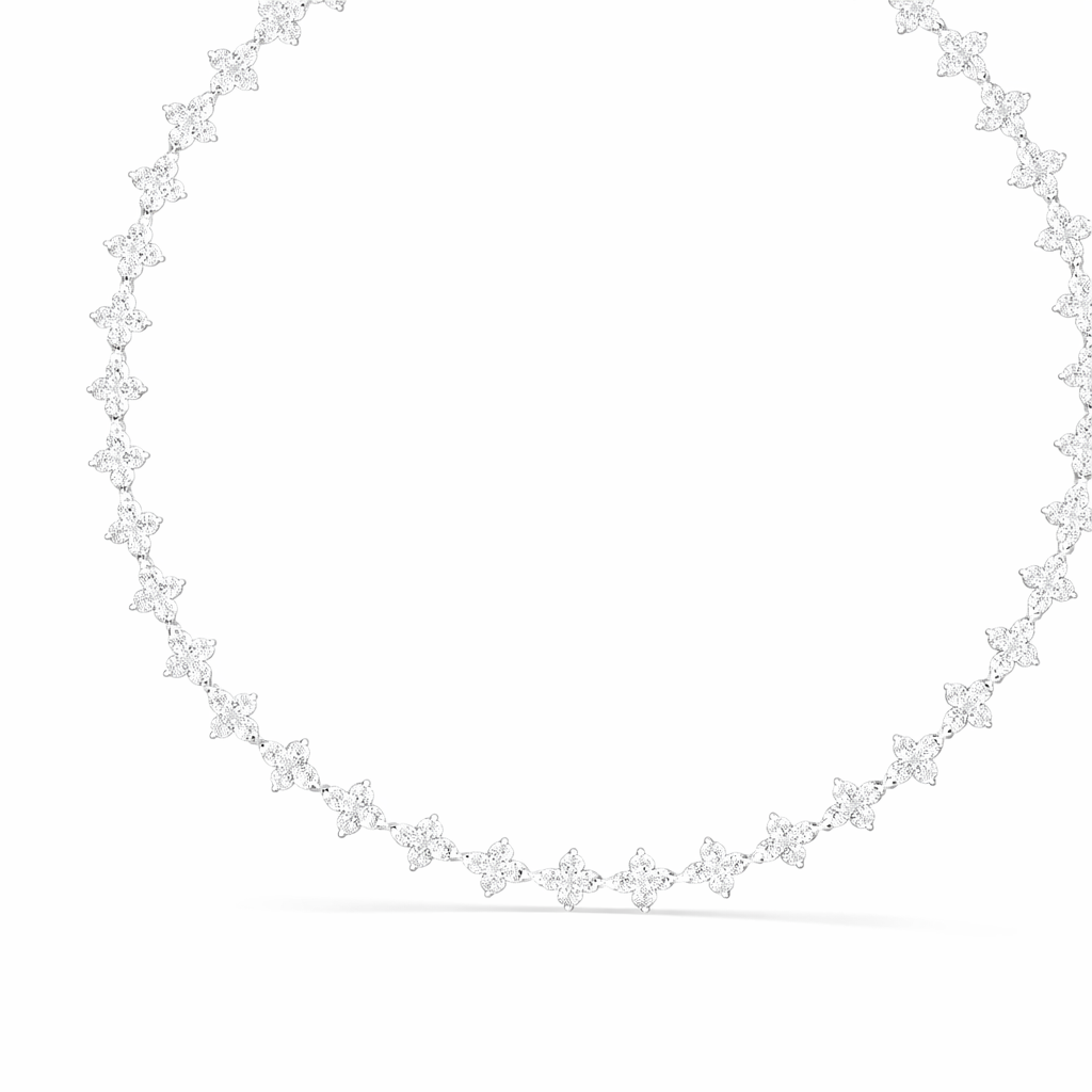 Floral Round Diamond Tennis Necklace For Women