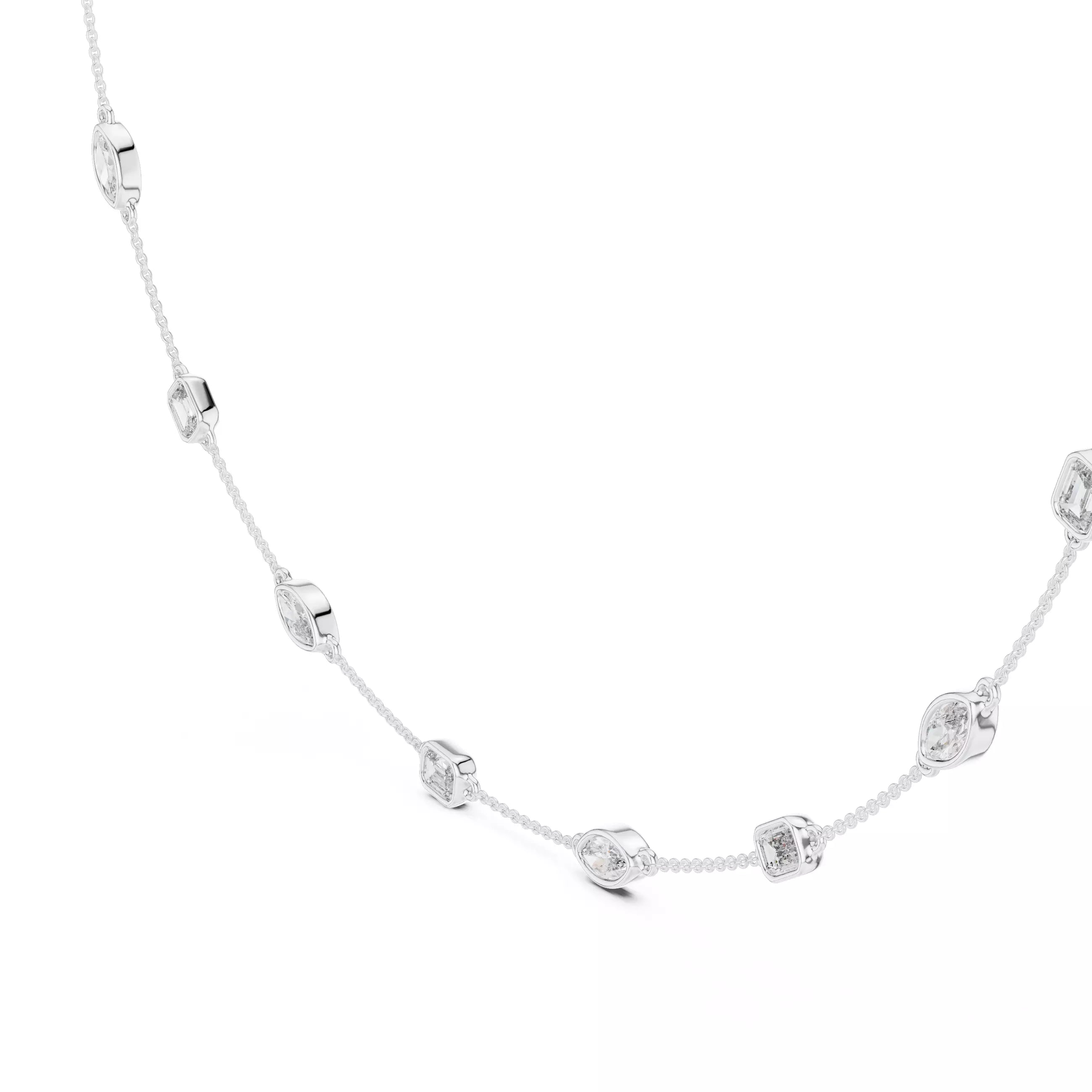 Multi Shape Diamond Bezel Station Necklace