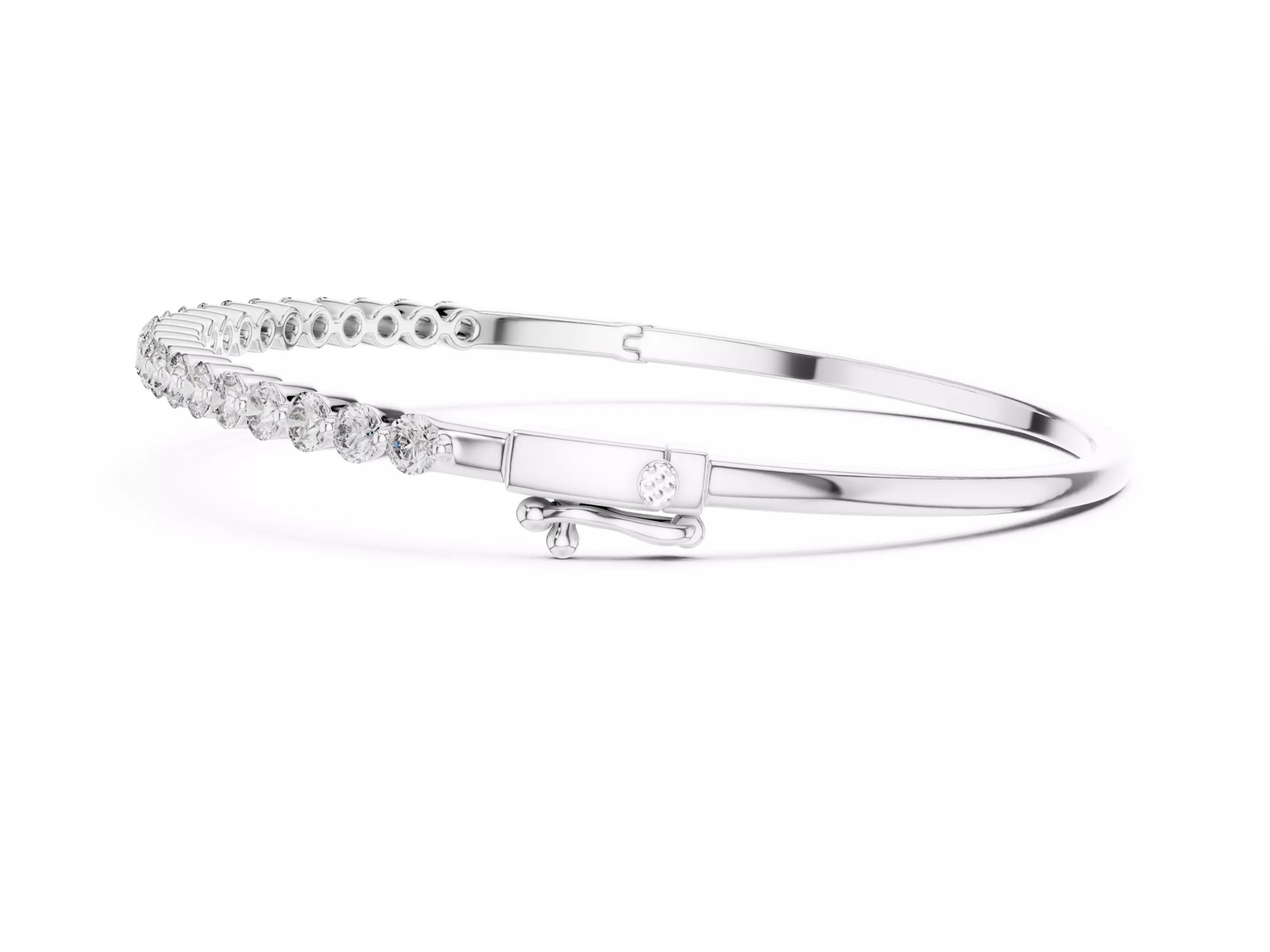 Round Cut Half Diamond Bangle Bracelet | Fine Jewelry