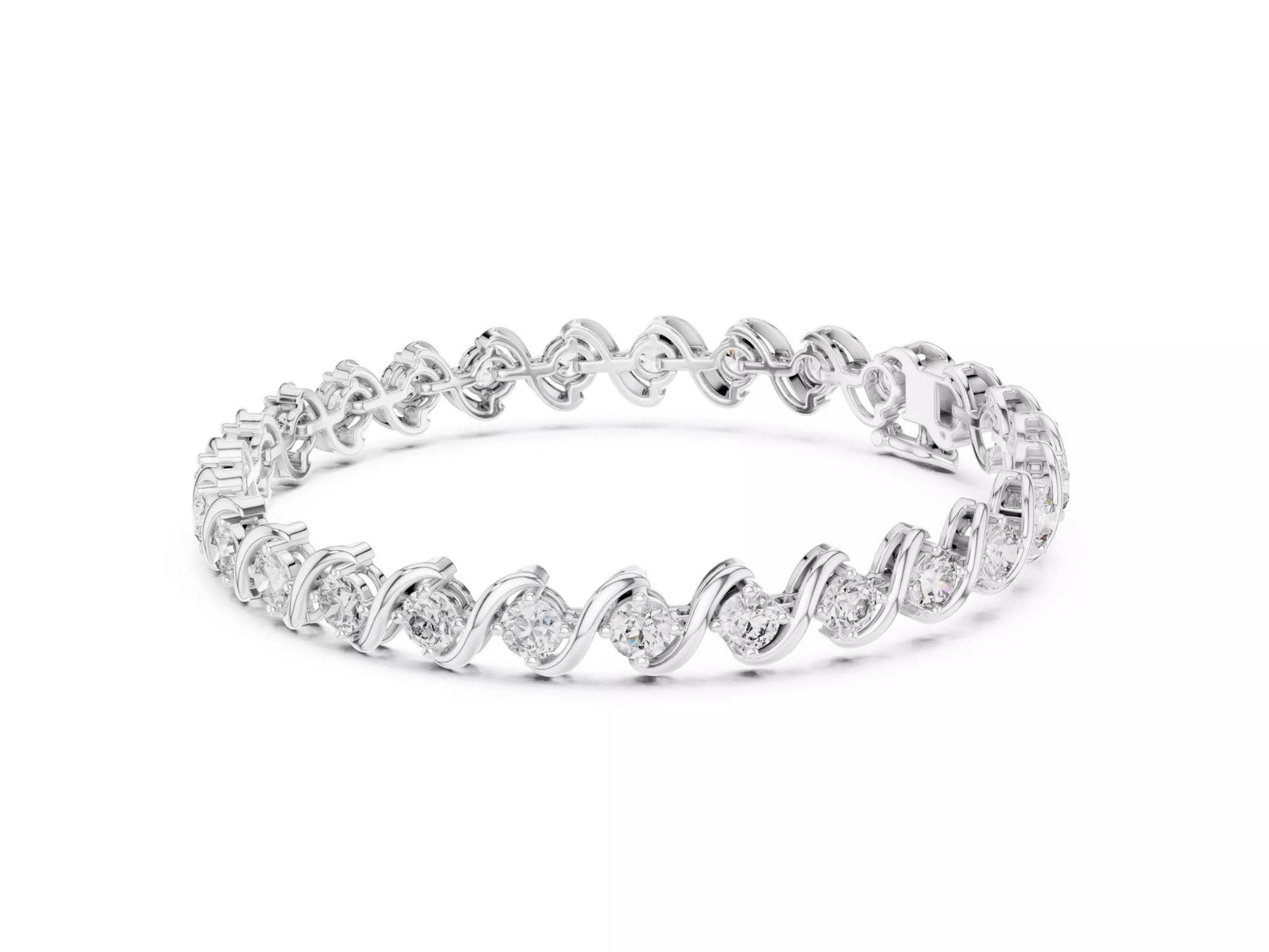 Twist Round cut Diamond Tennis Bracelet Fine Jewelry