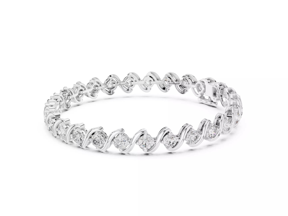 Twist Round cut Diamond Tennis Bracelet Fine Jewelry