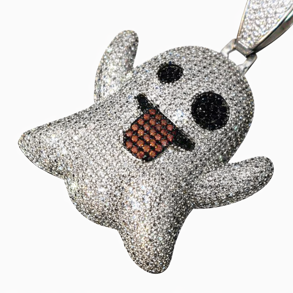 Cartoon Ghost Statement Pendant Hip Hop Silver jewelry