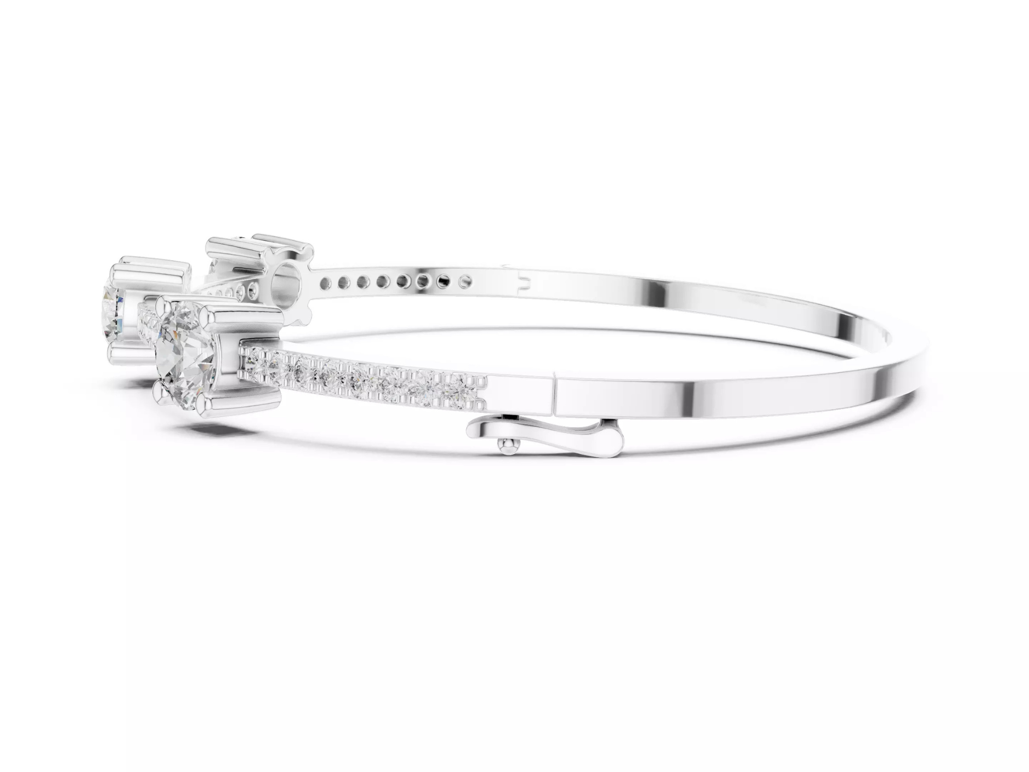Three Stone Diamond Bangle Bracelet Luxury Jewelry