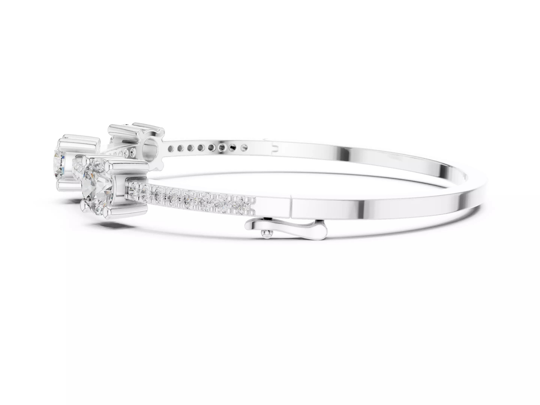 Three Stone Diamond Bangle Bracelet Luxury Jewelry