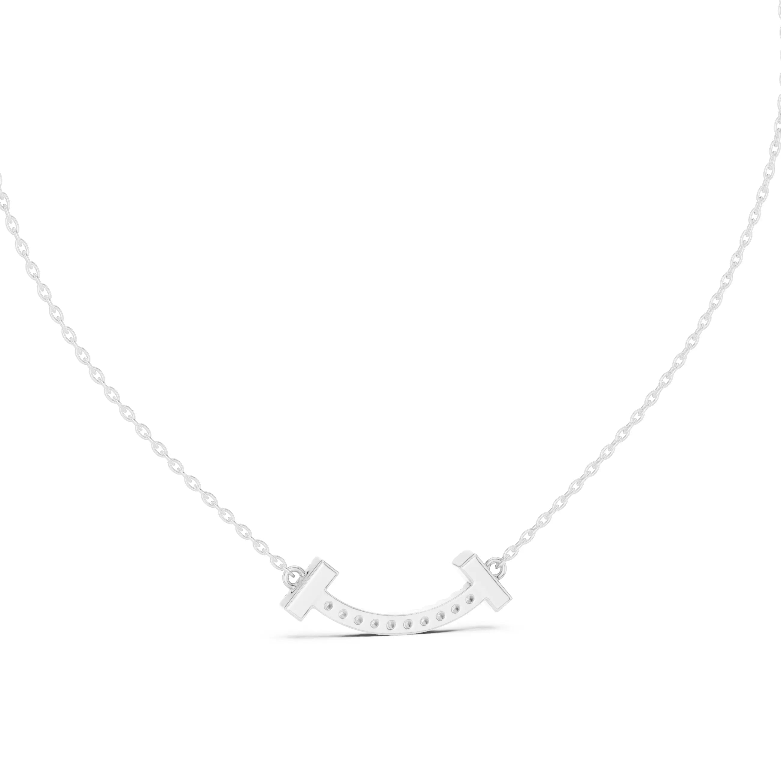 Curved Diamond Bar Necklace For Women Minimal Jewelry