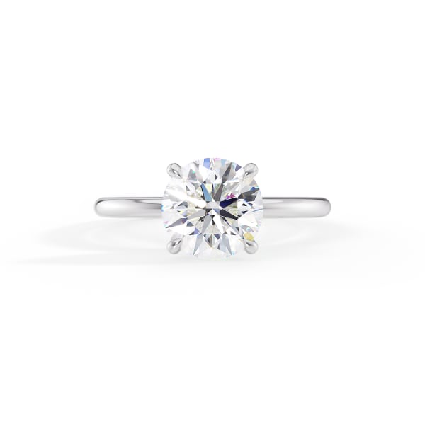 Round Cut Moissanite Four Prong Solitaire Engagement Ring 14K Gold
