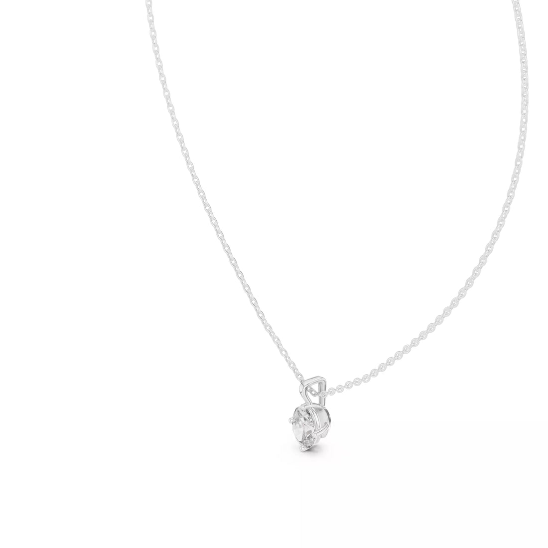 Oval Cut Diamond Solitaire Pendant Necklace
