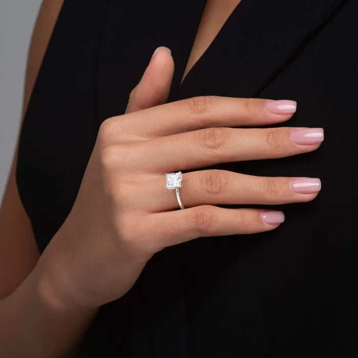 Princess Cut Solitaire Four Prong Engagement Ring