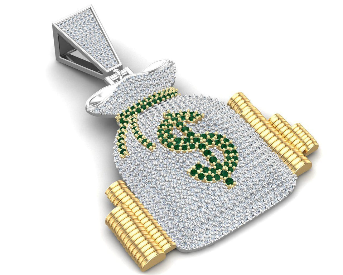 Iced Out Money Bag Dollar Sign Hip Hop Pendant