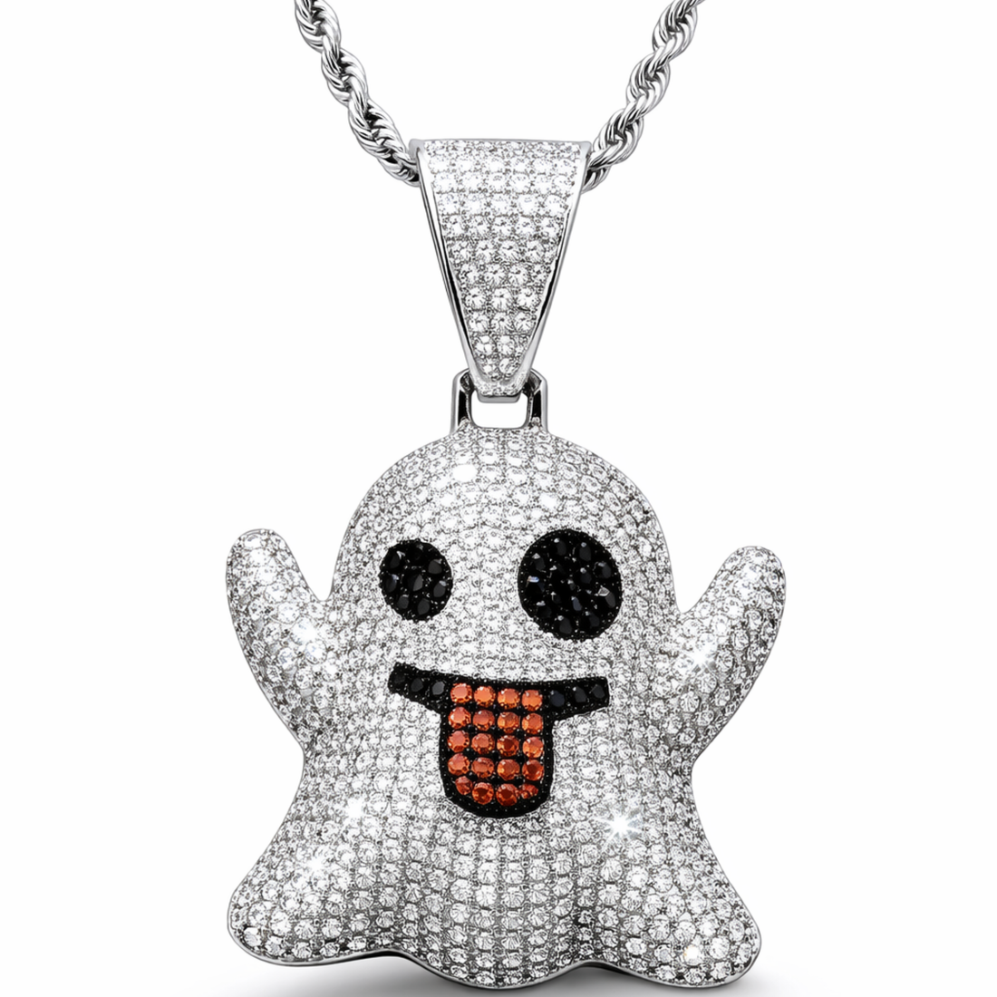 Cartoon Ghost Statement Pendant Hip Hop Silver jewelry