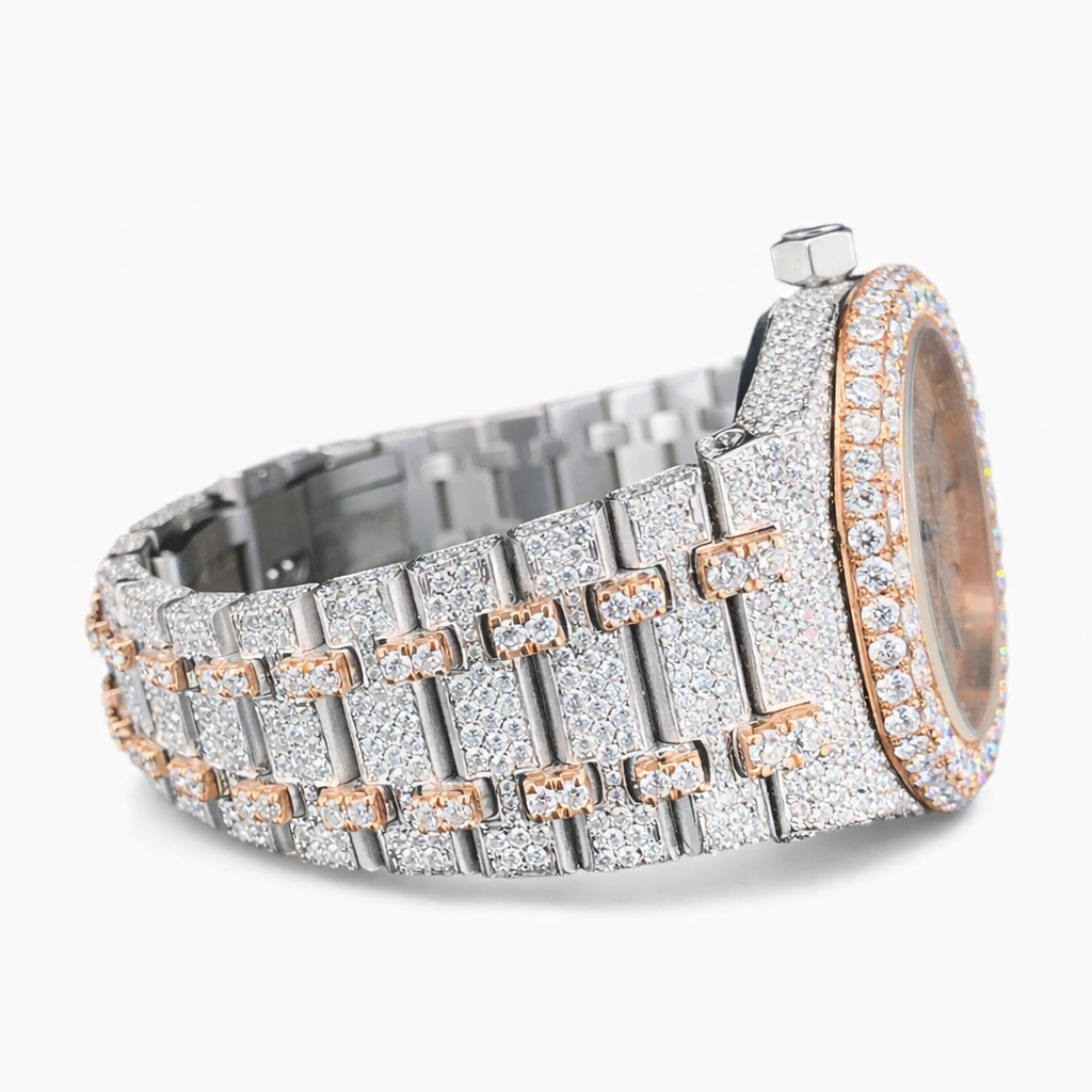 Luxury Iced own Moissanite Diamond Watch Rose Gold, Silver