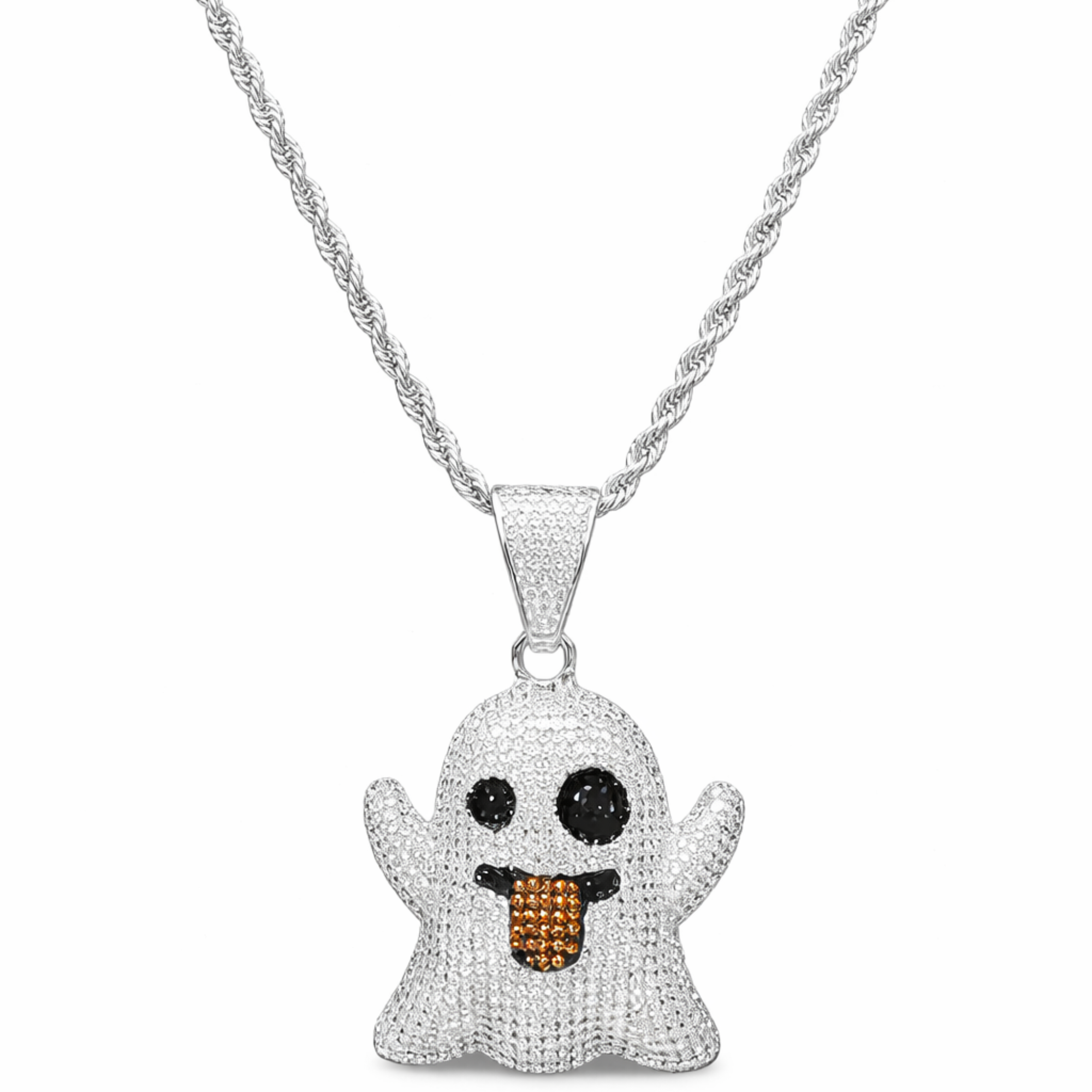 Cartoon Ghost Statement Pendant Hip Hop Silver jewelry