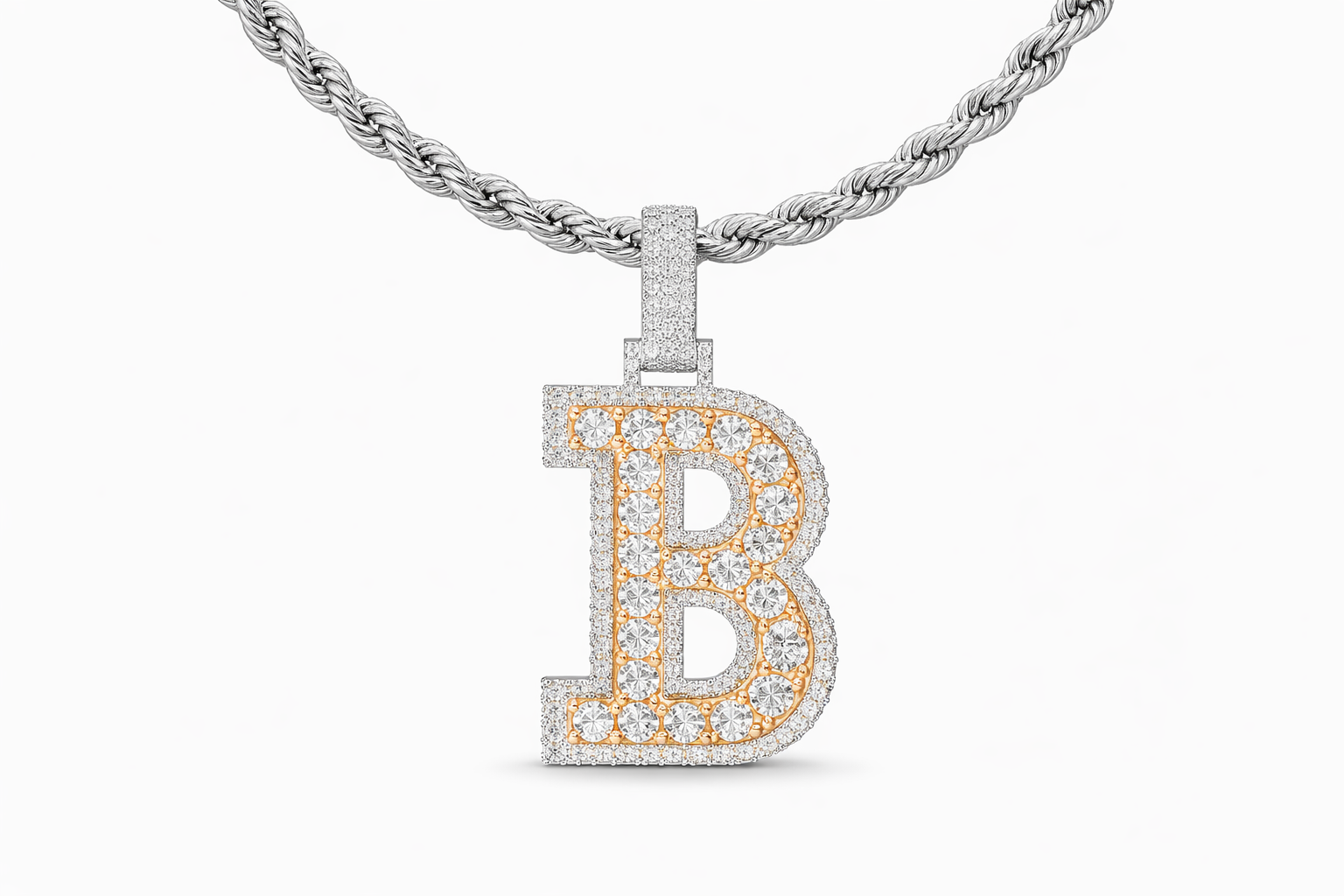 Custom Letter “B” Diamond Pendant – Iced own Initial Pendant