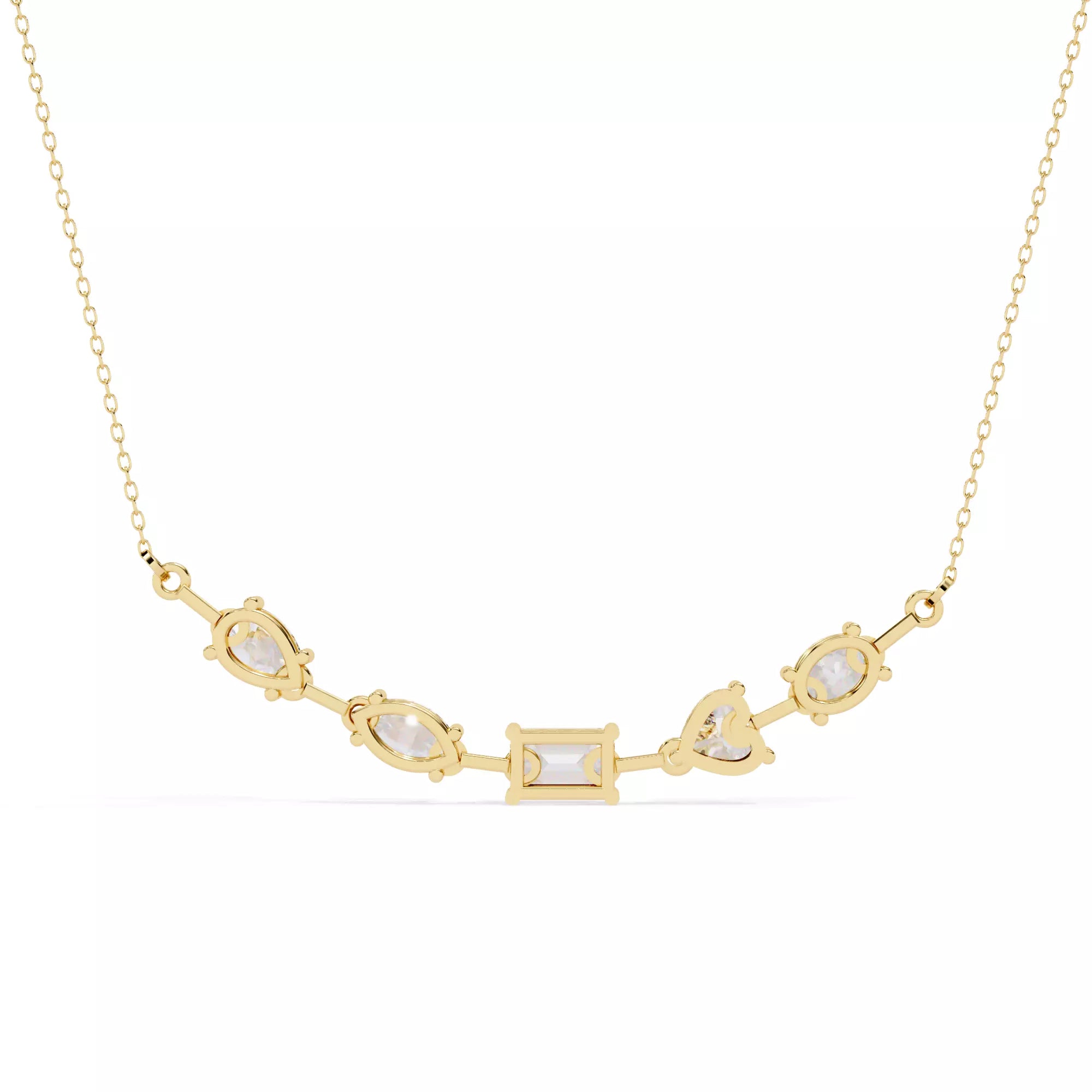 Multi Shape Diamond Station Necklace For Women