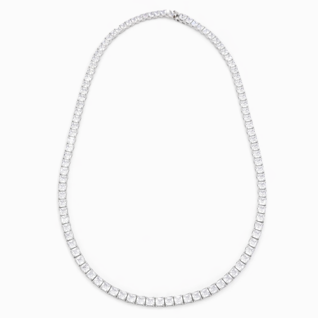 Princess Cut Diamond Tennis Necklace Classic Luxury Everyday Statement Jewelry