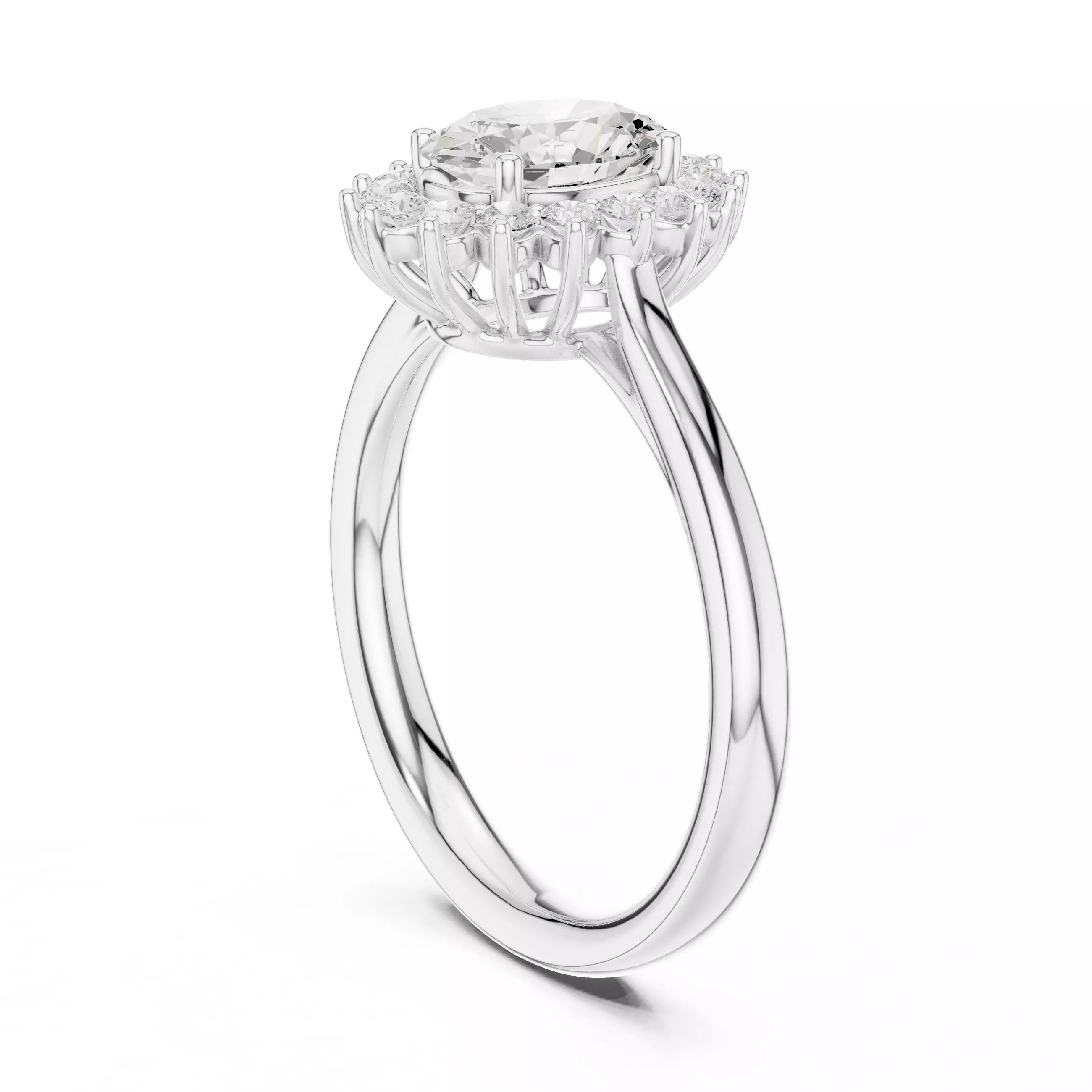 Oval cut Diamond Halo Engagement Ring