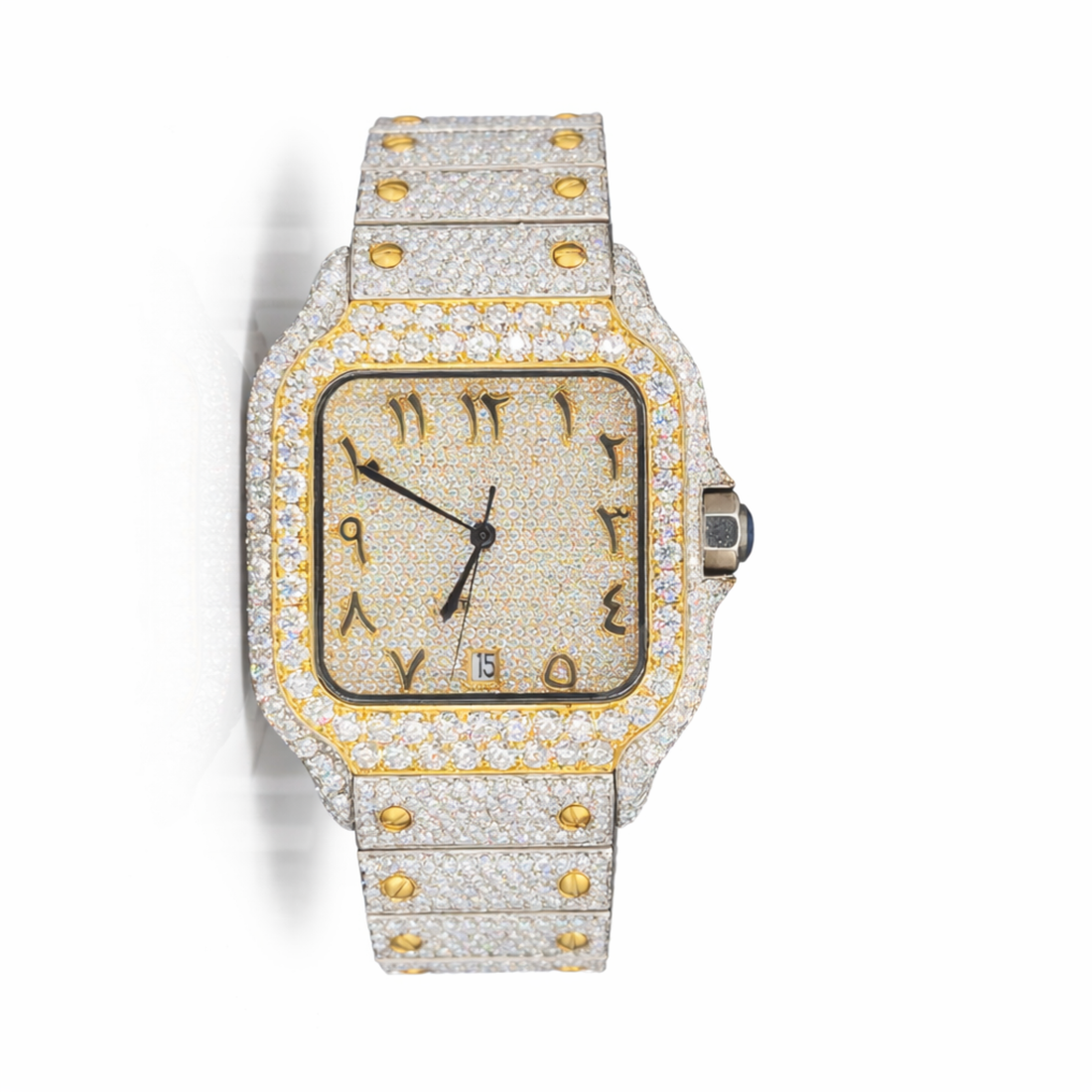 Luxury Iced Out Moissanite Diamond Square Dial Statement Watch