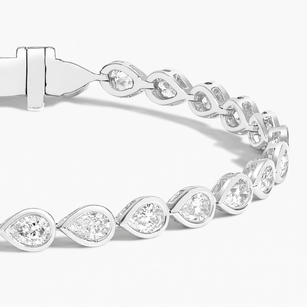 Pear Shape Diamond Bezel Set Tennis Bracelet For Women