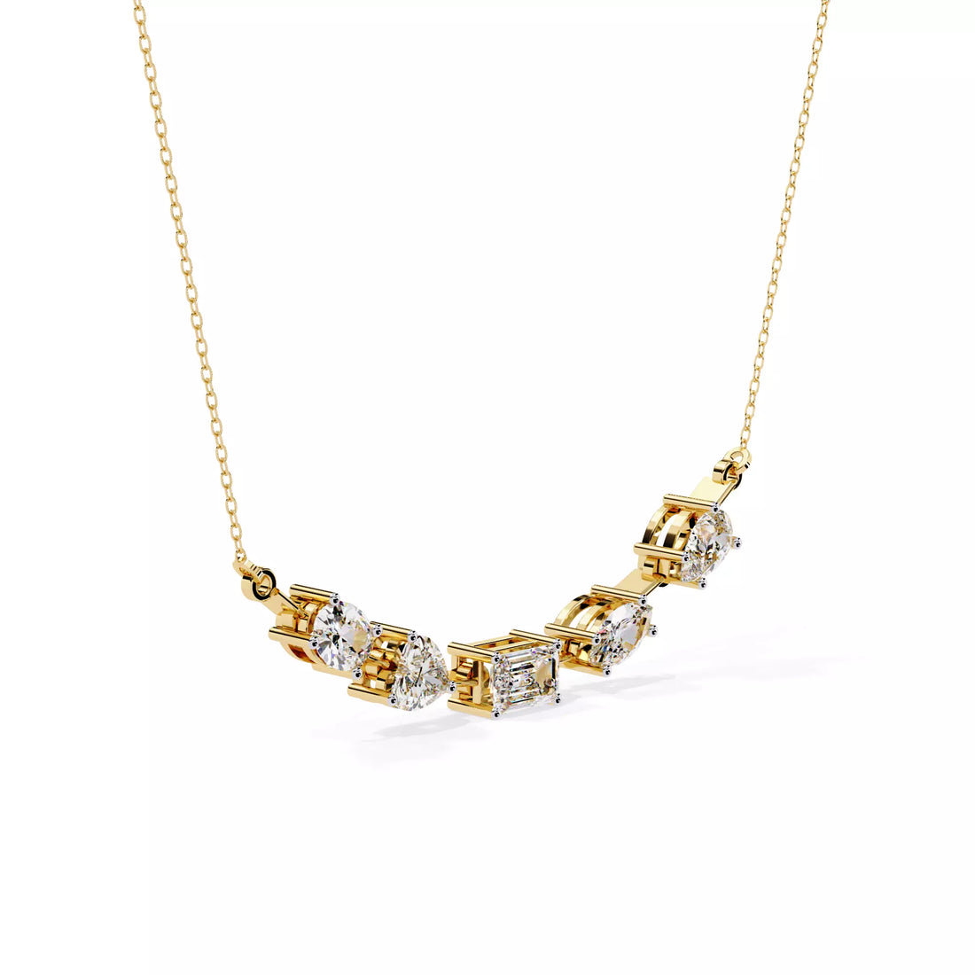 Multi Shape Diamond Station Necklace For Women