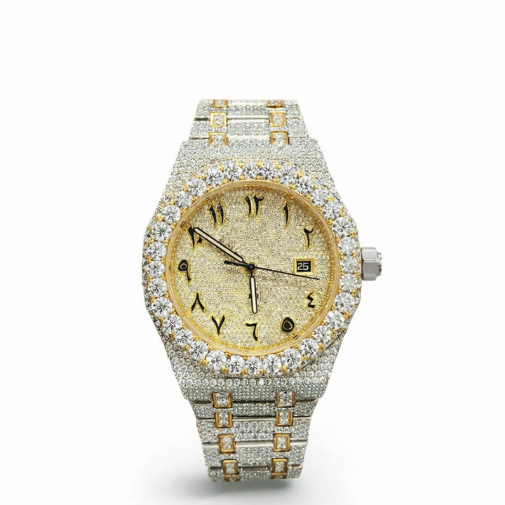 Luxury Iced Out Moissanite Diamond Dial Gold Silver Watch