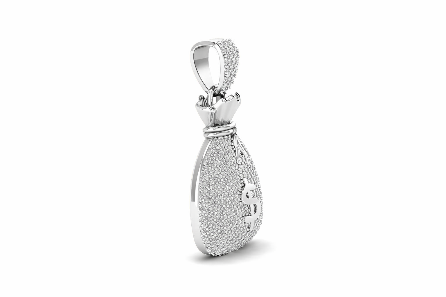Iced Dollar Money Bag Diamond Pendant