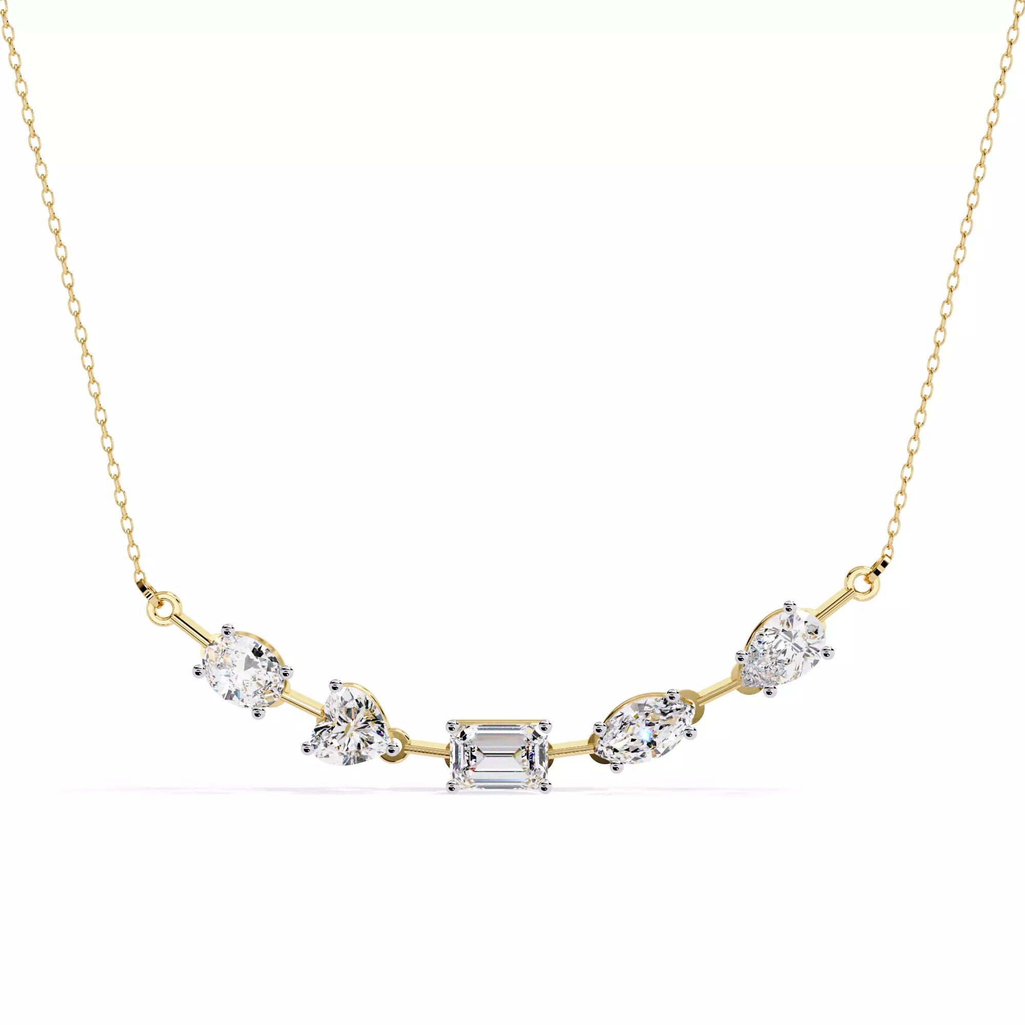 Multi Shape Diamond Station Necklace For Women