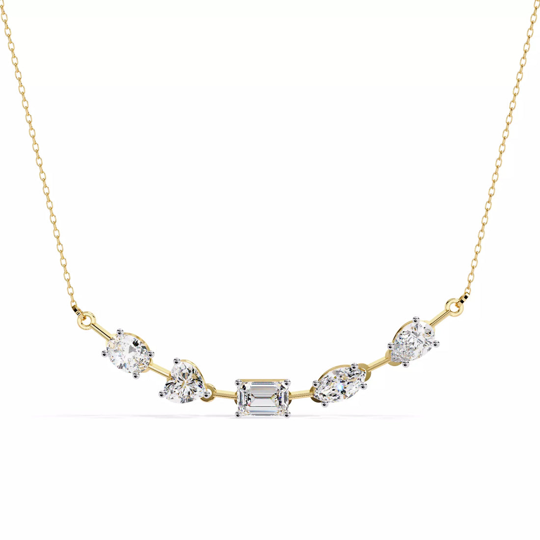 Multi Shape Diamond Station Necklace For Women