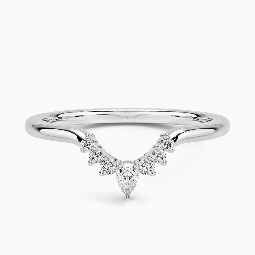 Curved Diamond Wedding Band for Women Elegant Stackable Ring
