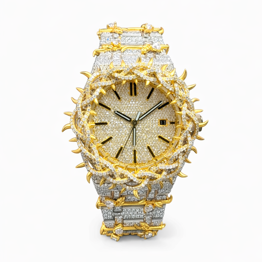 Luxury Thorn Crown Moissanite Diamond Iced Out Statement Watch
