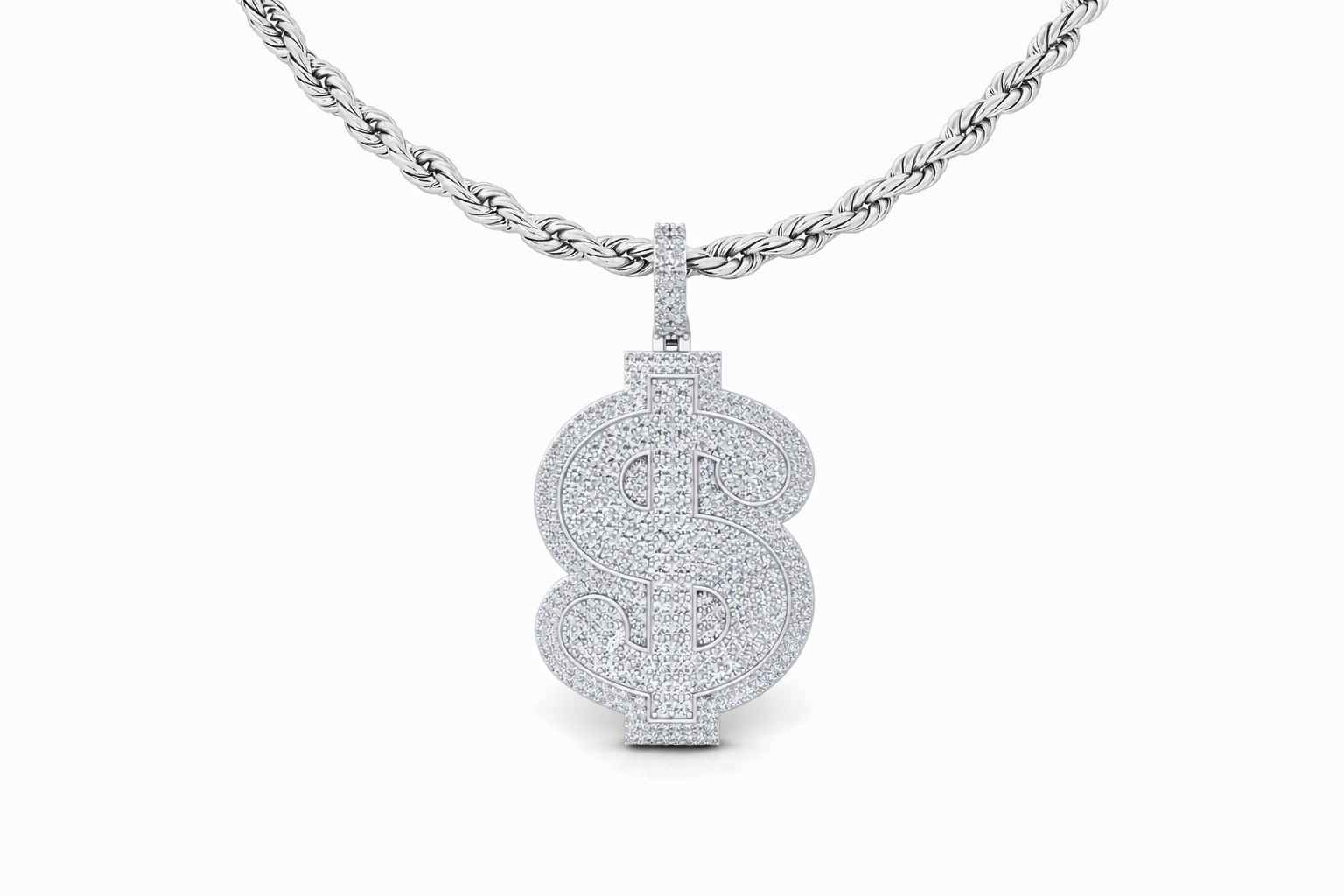 Iced Dollar Sign Diamond Pendant
