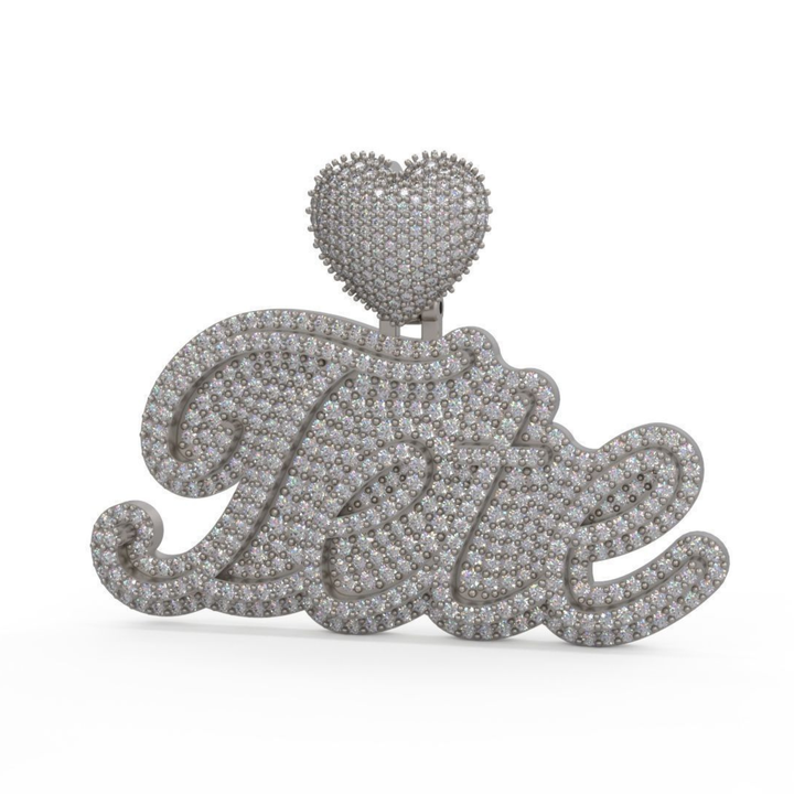 Custom Letter Name Heart Shape Hip Hop Pendant