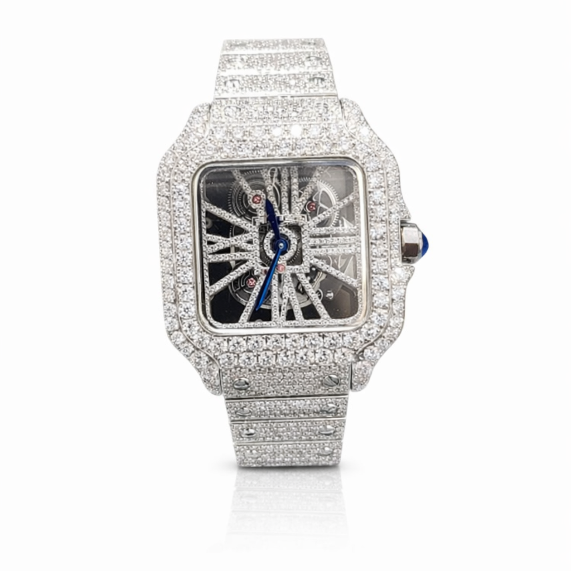 Iced Out Skeleton Square Dial Moissanite Diamond Luxury Watch