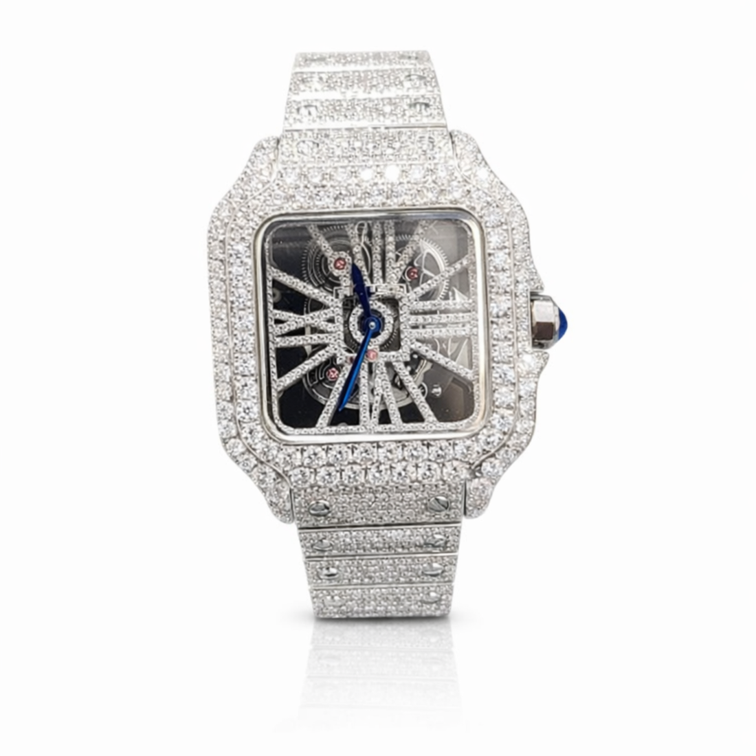 Iced Out Skeleton Square Dial Moissanite Diamond Luxury Watch