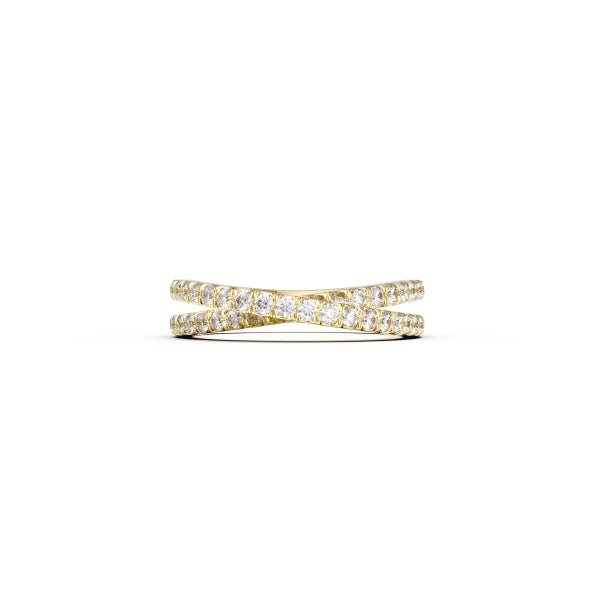 Criss Cross Round Diamond Wedding Band Ring